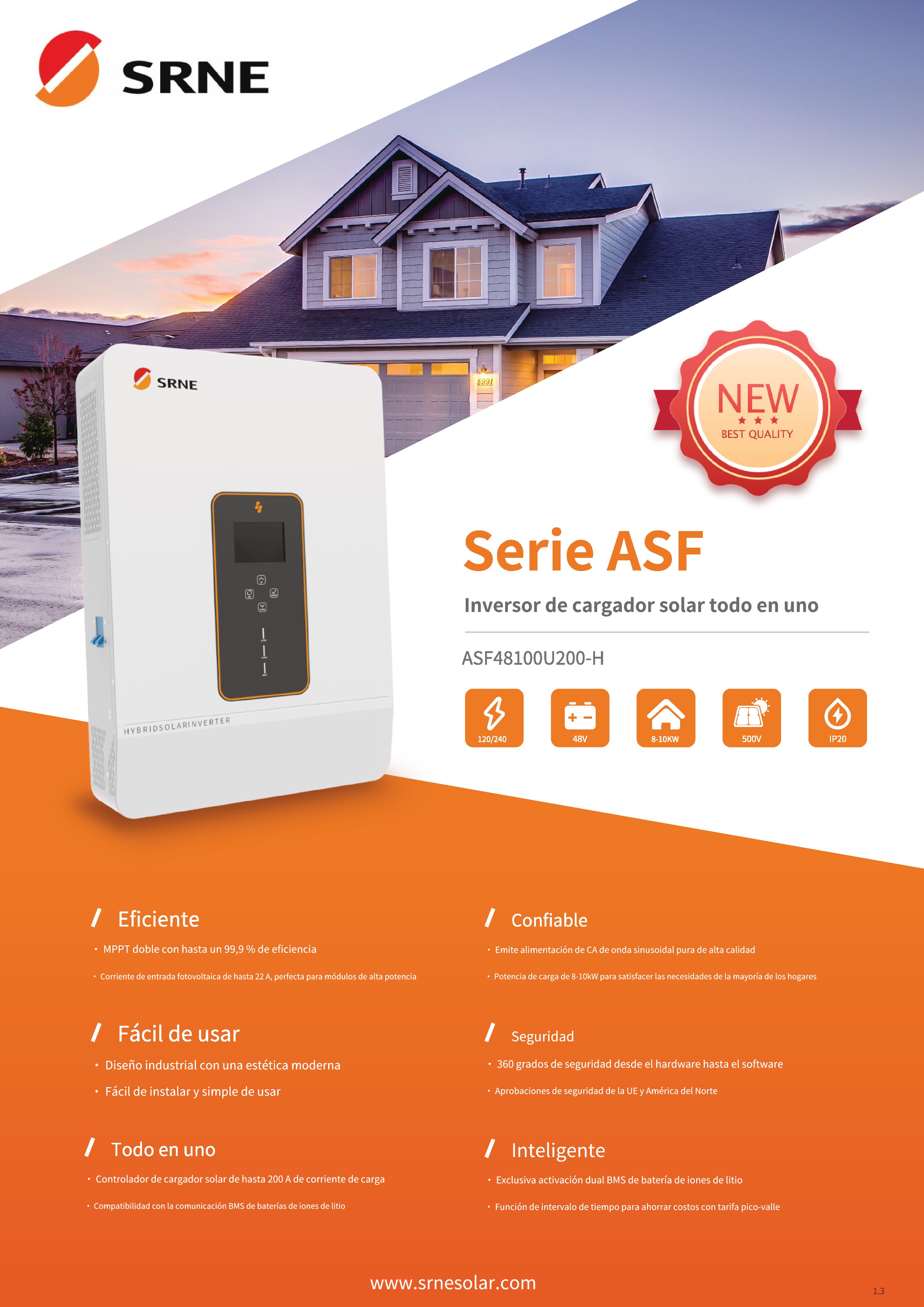 Inversor Cargador SRNE ASP Fase Dividida