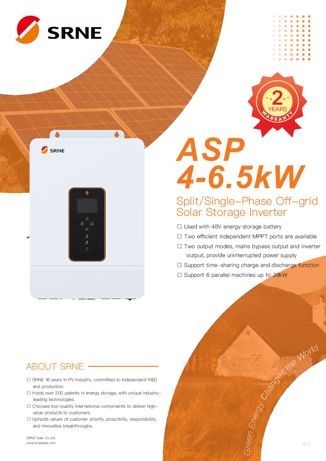 Inversor Cargador SRNE ASP Fase Dividida