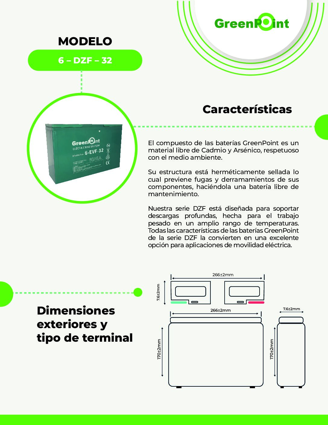 Batería de Movilidad Green Point 6-EVF 6-DZF