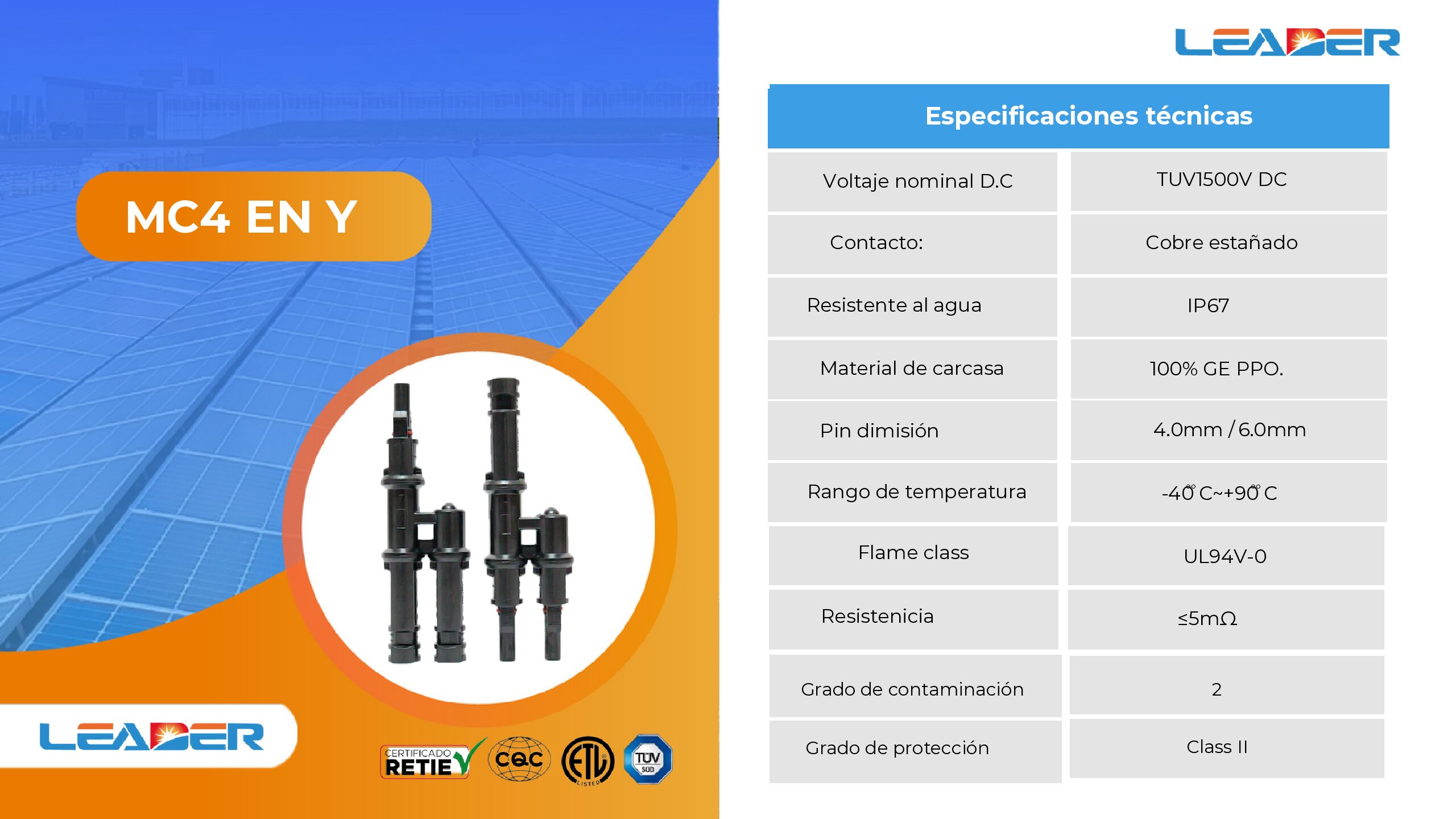 Conector MC4 en Y Green Point IP67
