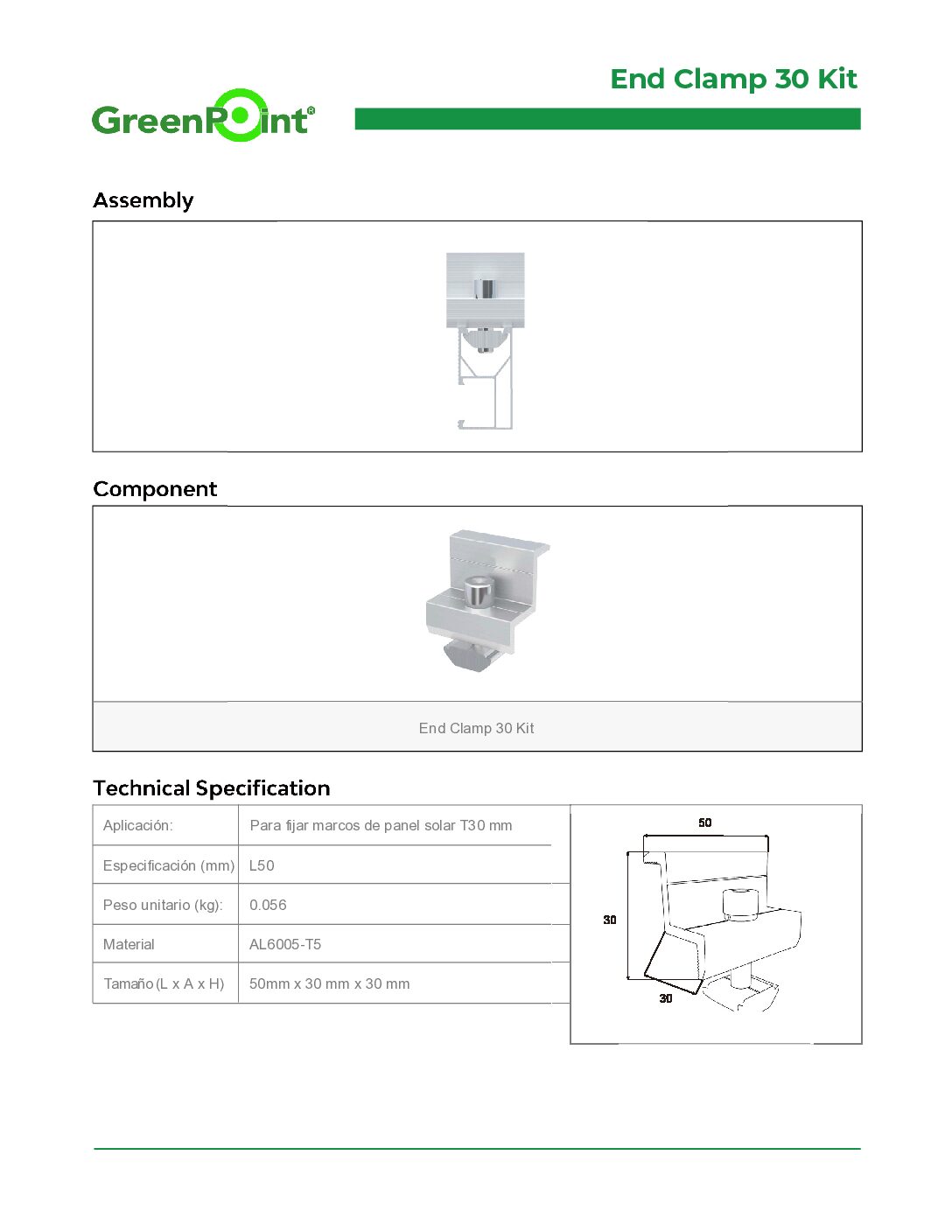 End Clamp 30 Kit L50