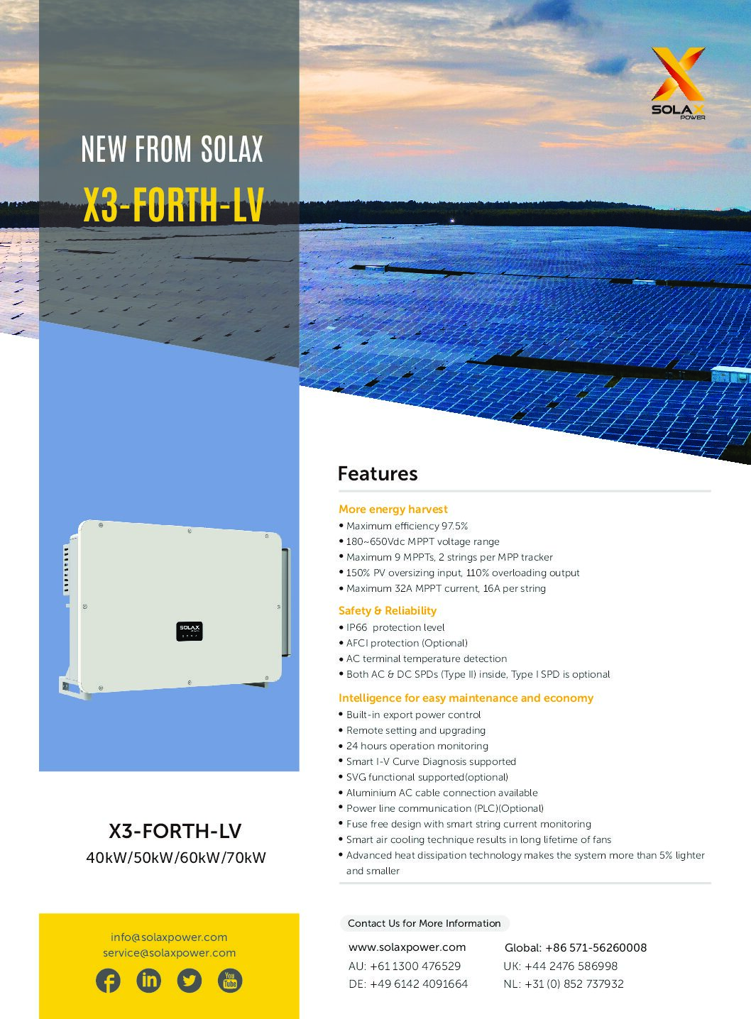 Inversor Trifásico On-Grid SolaX X3-FORTH LV