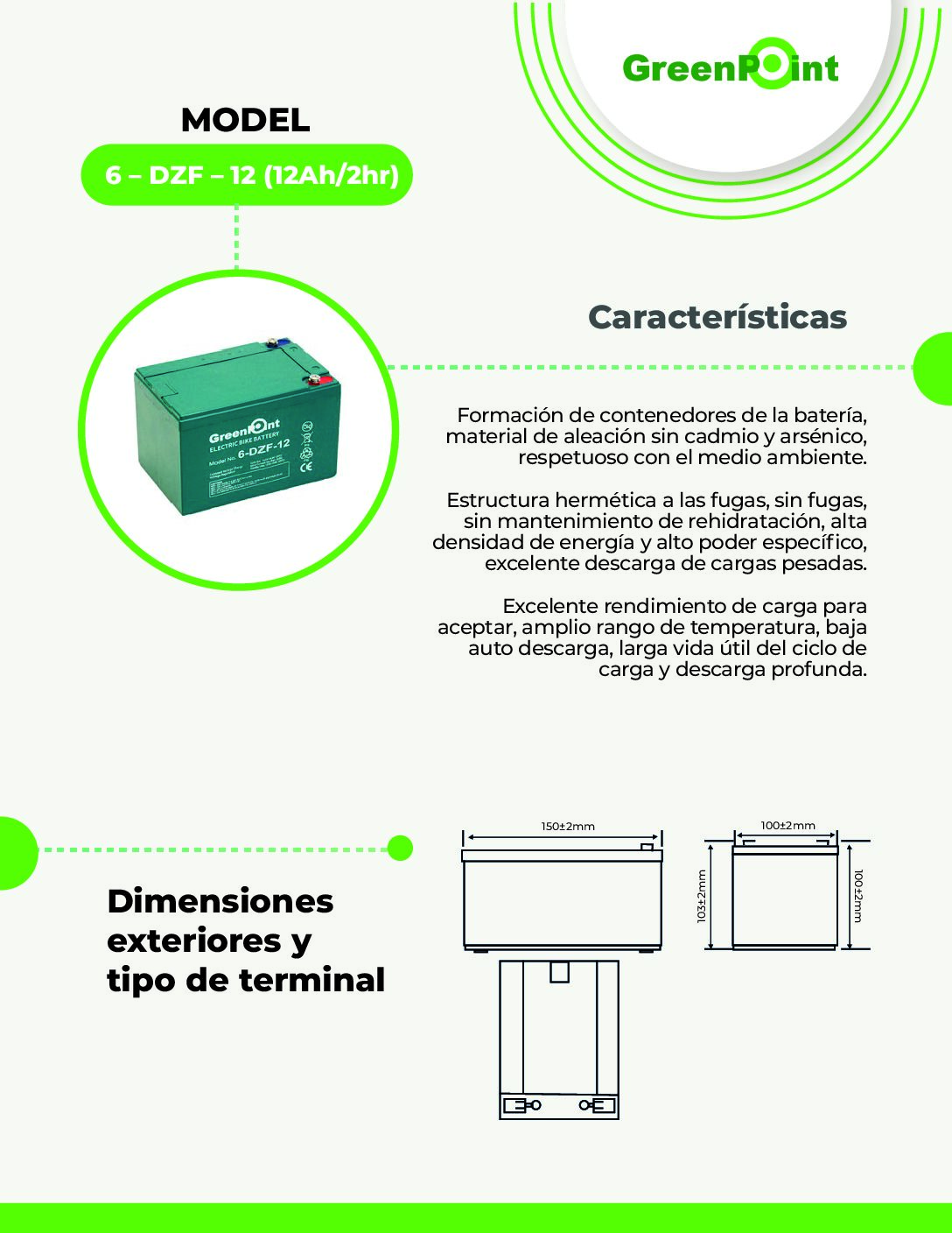 Batería de Movilidad Green Point 6-EVF 6-DZF