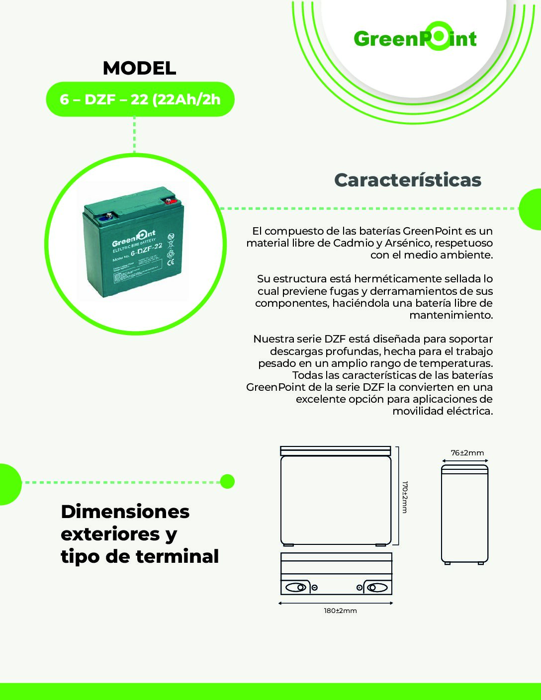 Batería de Movilidad Green Point 6-EVF 6-DZF