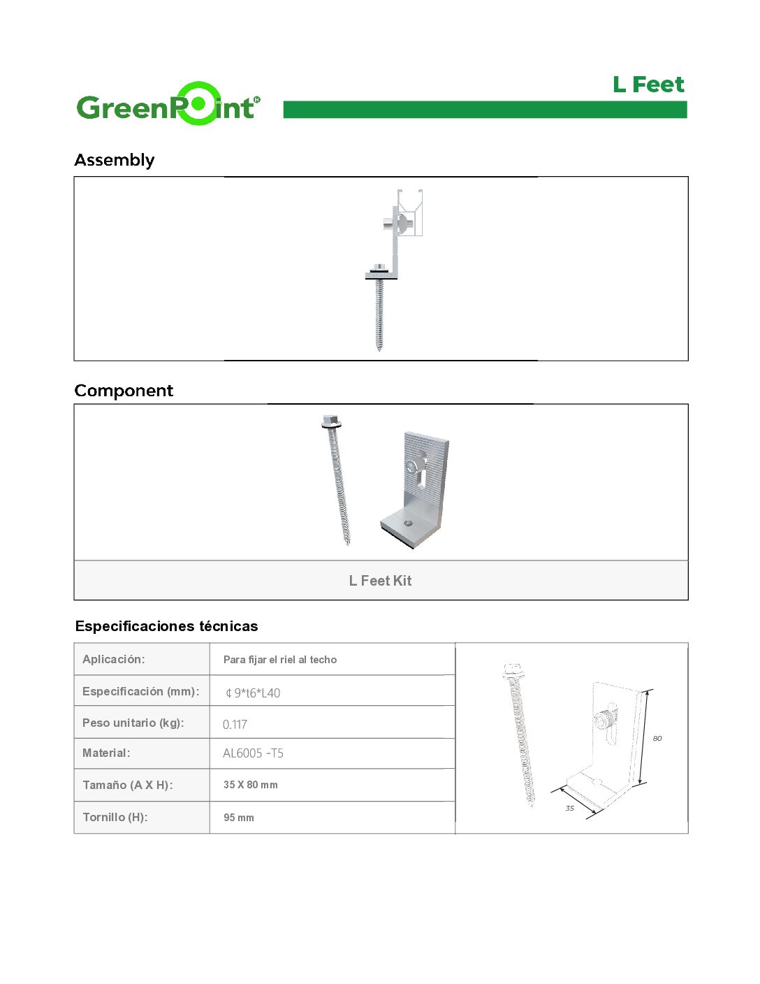 Soporte L Feet Kit AL6005-T5