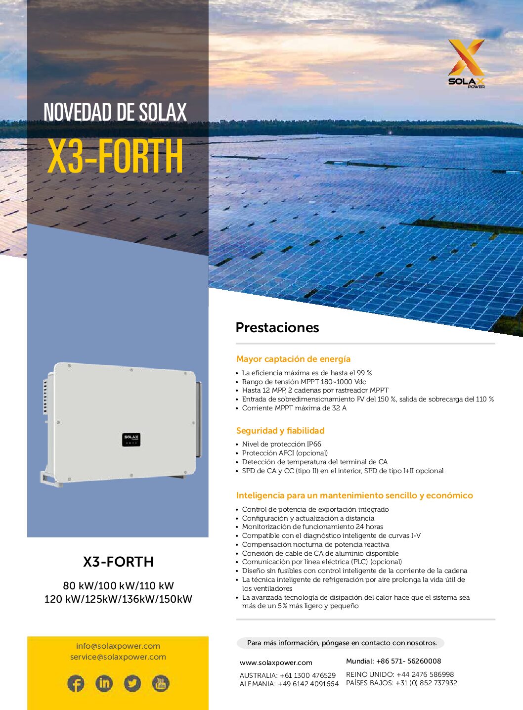 Inversor Trifásico On-Grid SolaX X3-FORTH LV